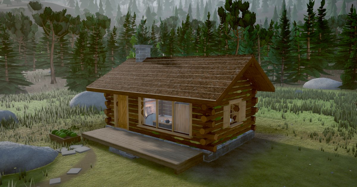 Made a little log cabin builder you can play in the browser – build it, then go sit by the fire